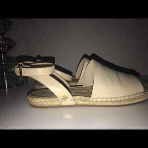 Tory Burch Nude Leather Strappy Espadrilles